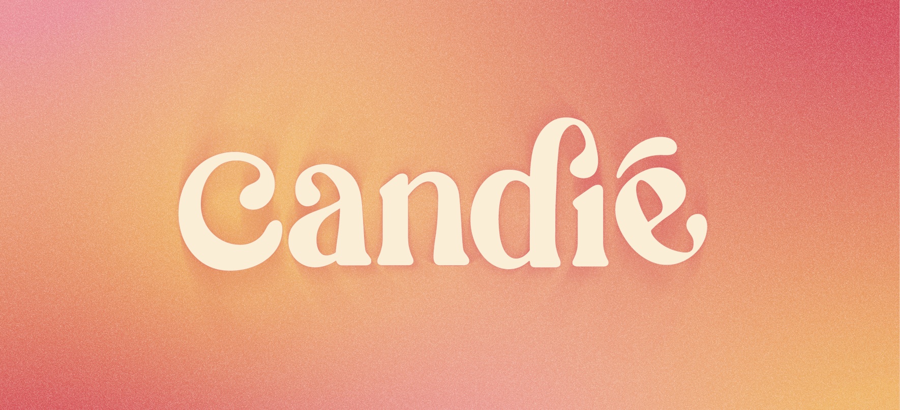 Custom, bold, playful, and fluid wordmark logo on a soft grain gradient background.