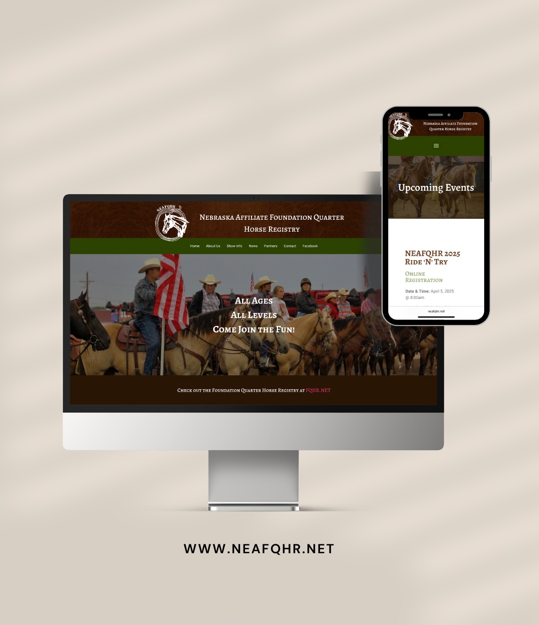 Modern and elevated website design for western brand on desktop and mobile screens.