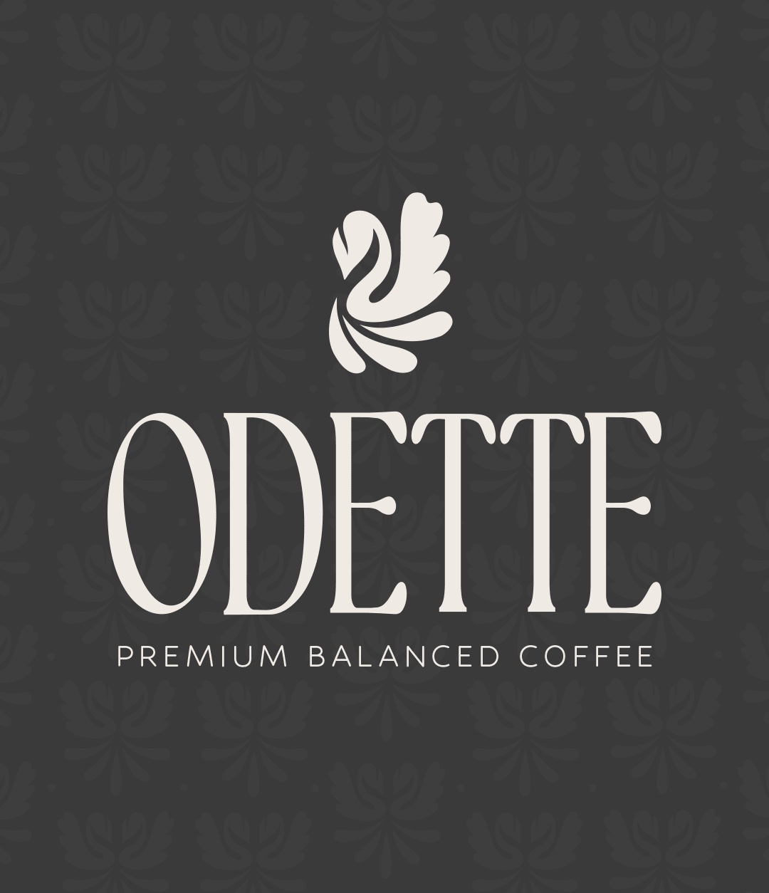 Organic illustrated swan logo with sophisticated sophisticated typography on dark brand pattern background.