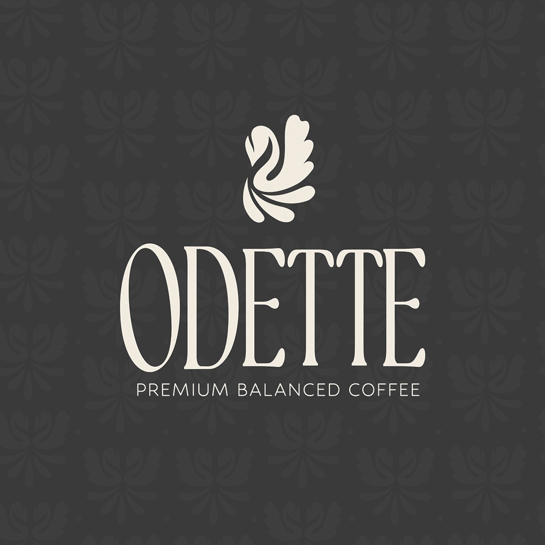 Creative minimalist logo for odette a coffee brand featuring featuring sophisticated and organic swan and timeless refined typography.